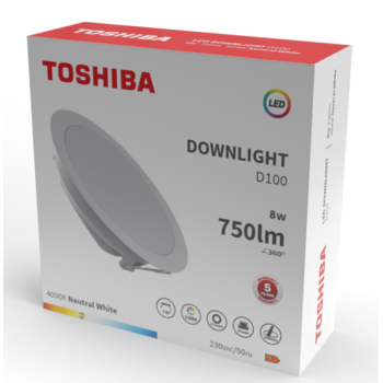 TOSHIBA DOWNLIGHT LED D100 8W 4000K LUMINA ALB NEUTRU 387820(3)