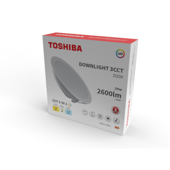 TOSHIBA DOWNLIGHT LED D200 24W 3CCCT LUMINA REGLABILA ALB CALDA, NEUTRA, RECE 386250(3)